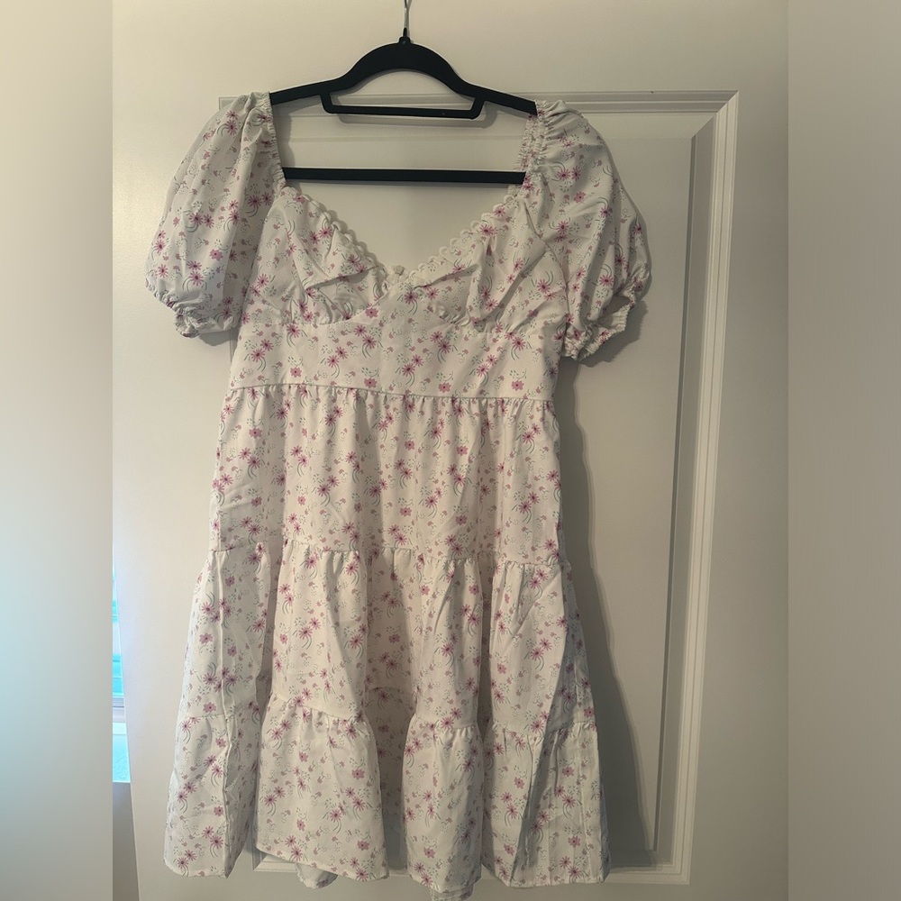 SHEIN white and pink floral dress.